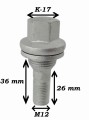 Śruba do kół samochodowych Peugeot M12x1.25 / K17